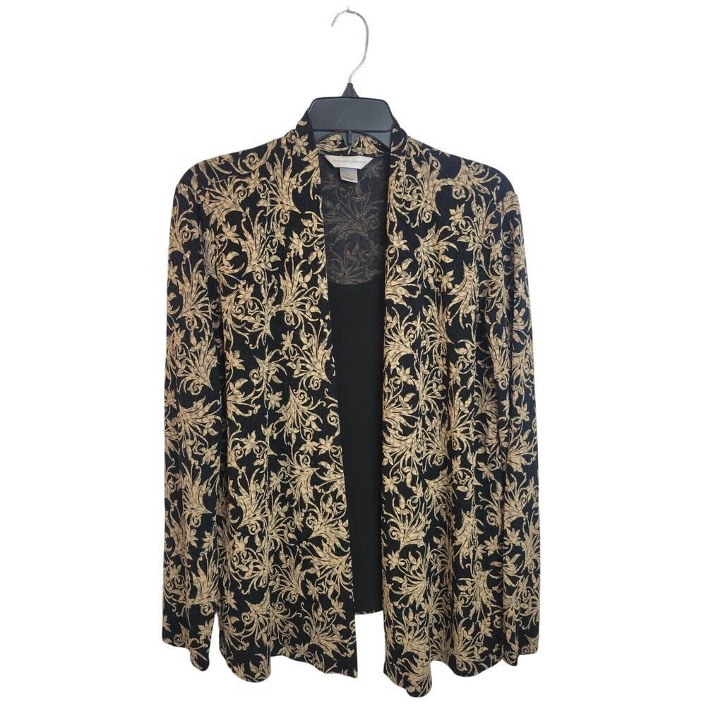 Christopher‎ & Banks Top Double Layer Women's Black Gold Metallic Sz Large